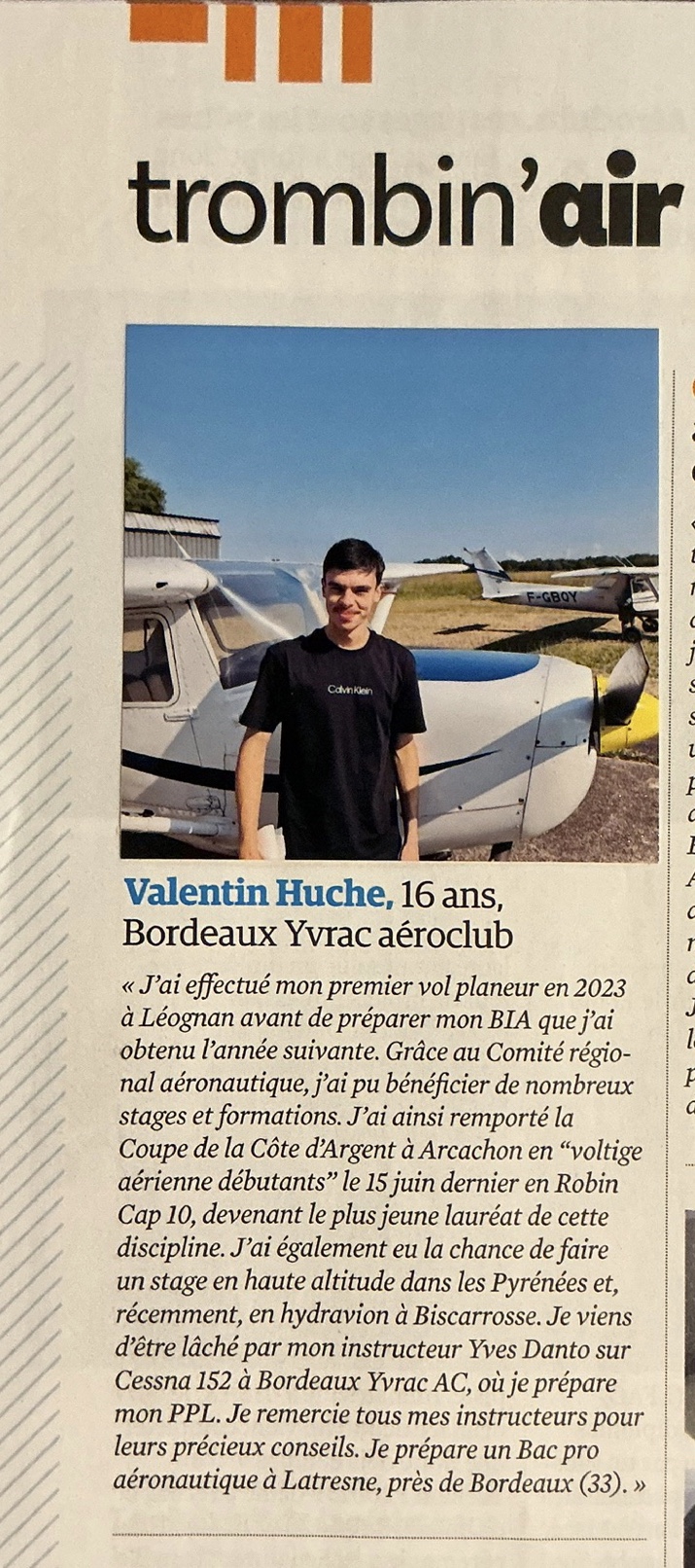 26 Janvier – Un élève de 1re SYSTFA mis à l&rsquo;honneur dans la revue Info Pilote de février 2026 – Section Aéronautique